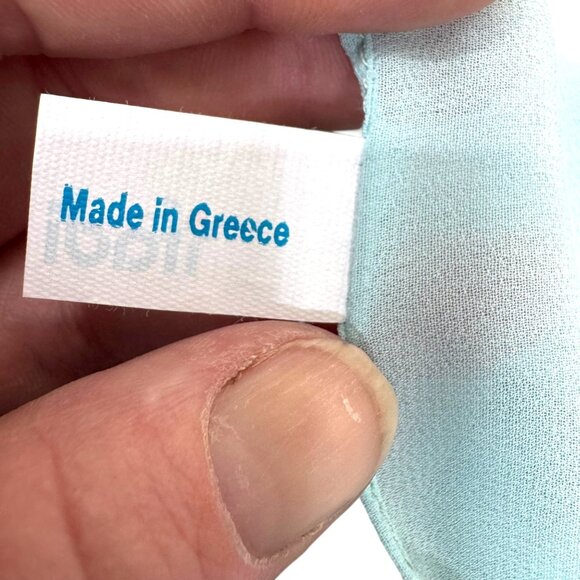 Aphrodite Silk Scarf By Ifadi Greece 31” Square Aqua Blue & Greek Goddess Print - Picture 6 of 8